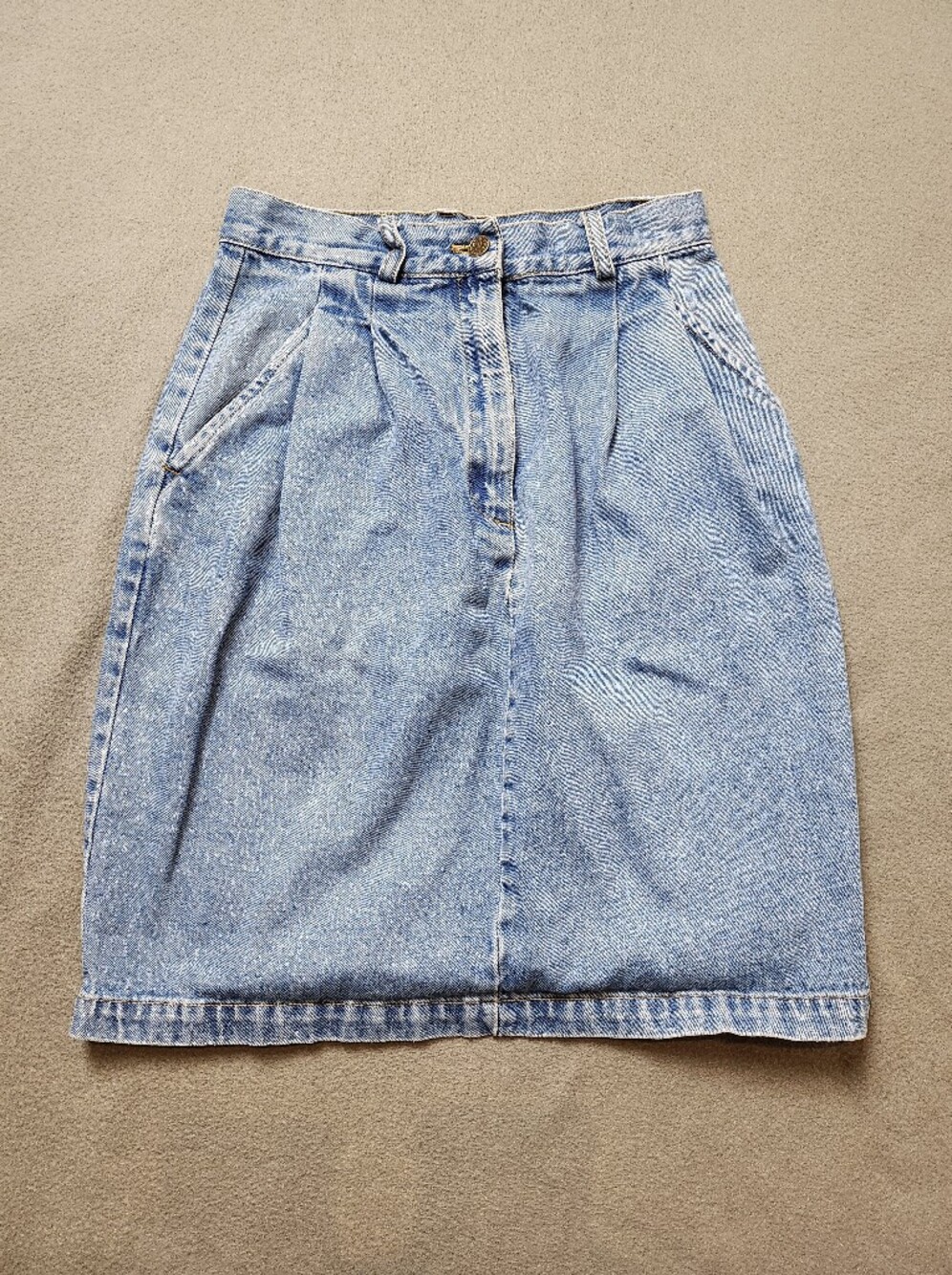 Vintage Leigh Morgan Light Wash Denim Skirt Size 10 High Waisted 90s